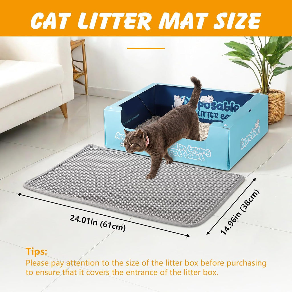 Close up of Ondware cat litter mat honeycomb design trapping gray particles