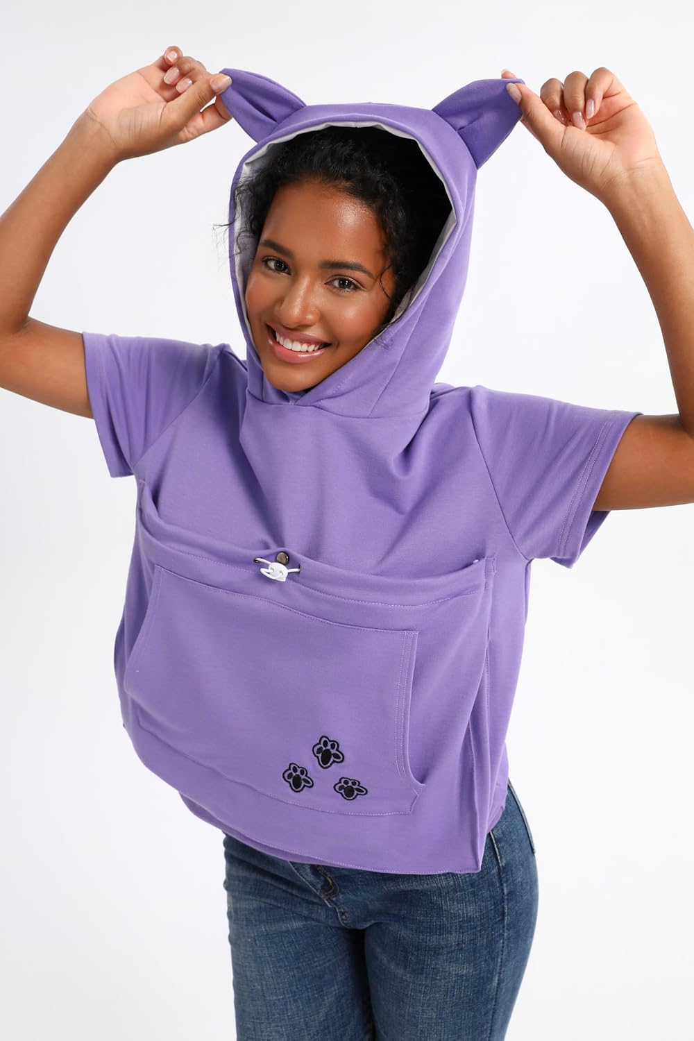 ALYC Pet Pouch Shirt Short Sleeve Kitten Puppy Holder Thin Hoodies Small Animal Carrier Sweatshirt for Women - Image 6