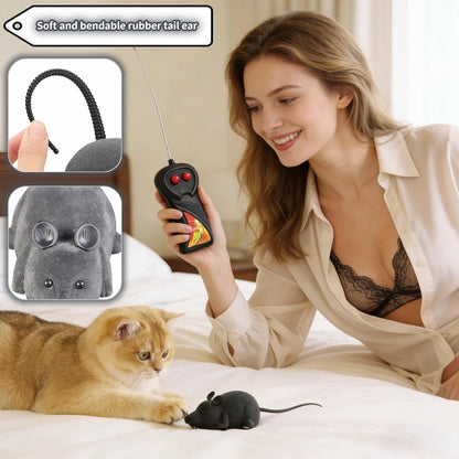 Close up view of the realistic texture on the gray electronic mouse toy