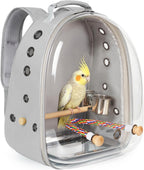 Bird Traval Carrier Cage, Clear Space Capsule Astronaut Backpack to Carry Parakeet Cockatiel Parrot with Metal Tray Bird Feeder Wood Perch, Vet Transport Bag - Image 11