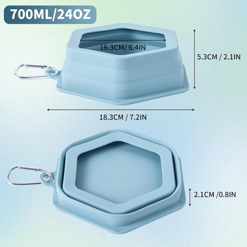 SLSON silicone pet feeder hexagonal shape with attached metal carabiner clip