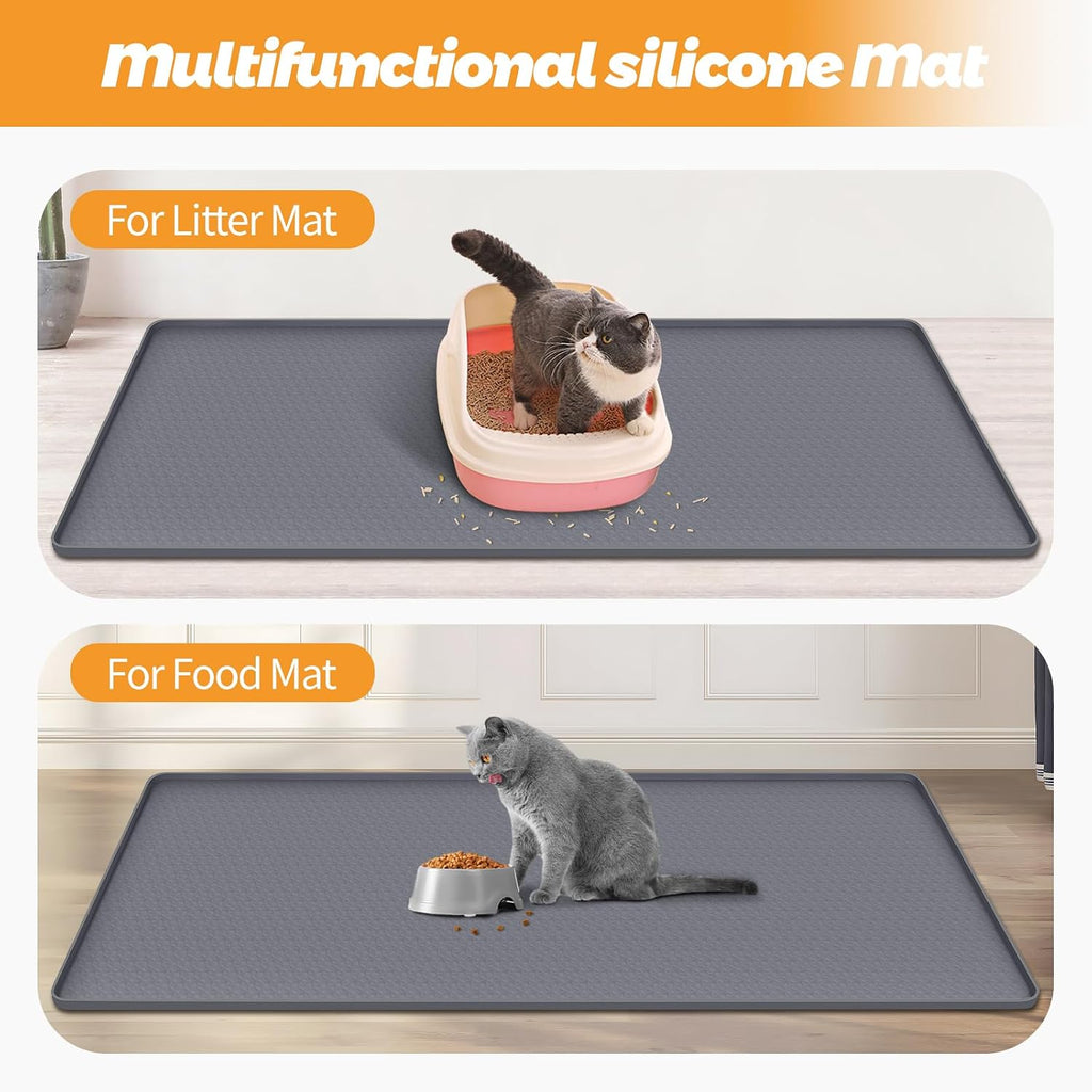 Oversized cat litter trapping mat placed under a large litter box