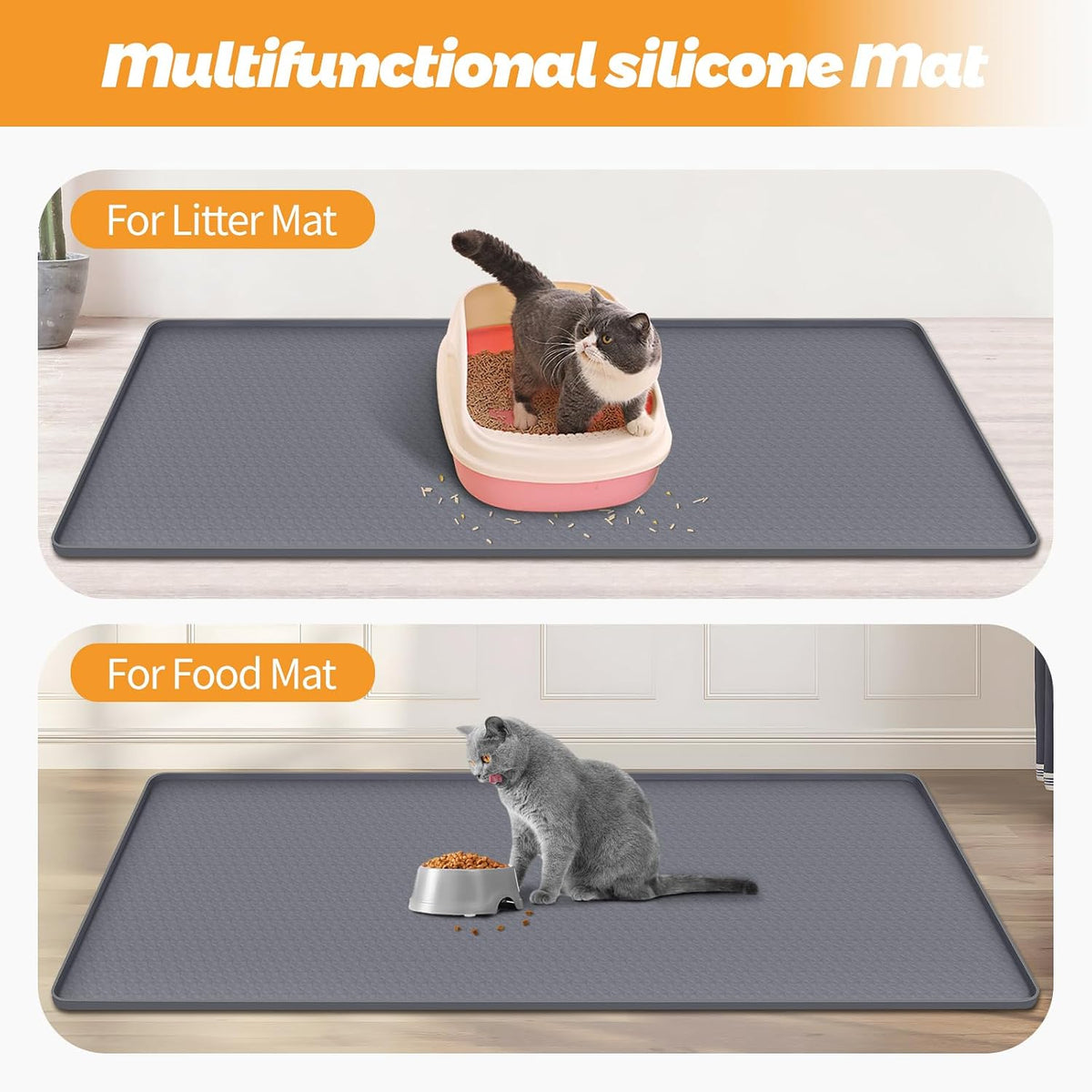 Oversized cat litter trapping mat placed under a large litter box