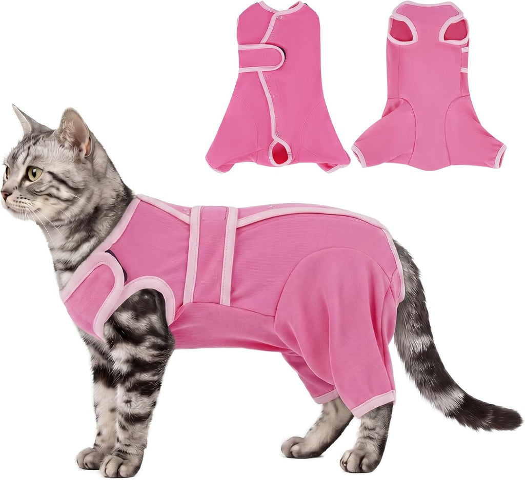 DENTRUN Cat Recovery Suit - Post-Surgery Onesie with Hind Legs, Snap Button Back, Easy On/Off, Prevents Licking & Wound Protection, Soft Breathable Fabric for Spay Neuter Abdominal Wounds - Image 9