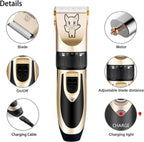 Professional pet grooming kit accessories including attachment combs and blades
