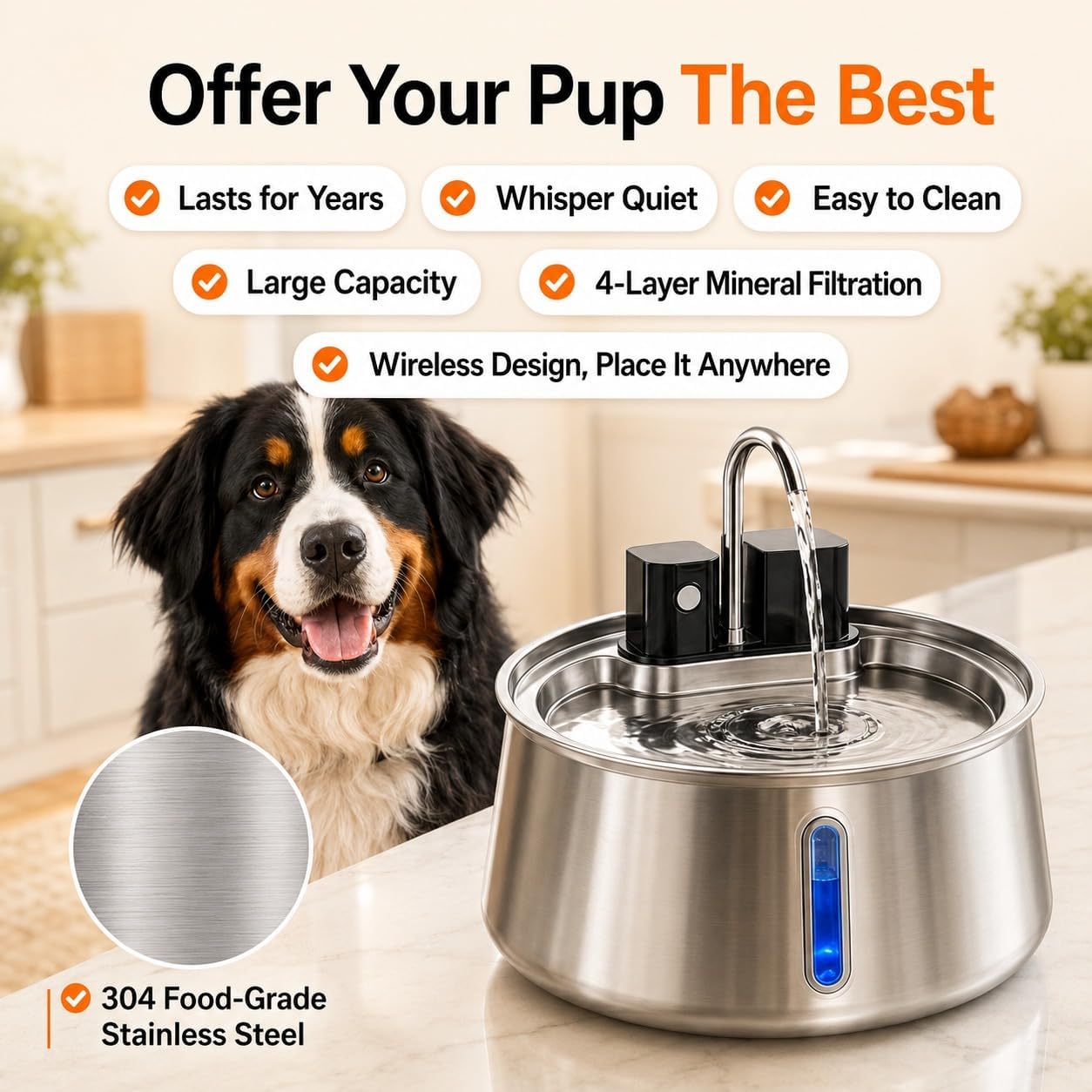 7 liter large capacity pet water fountain for big dogs