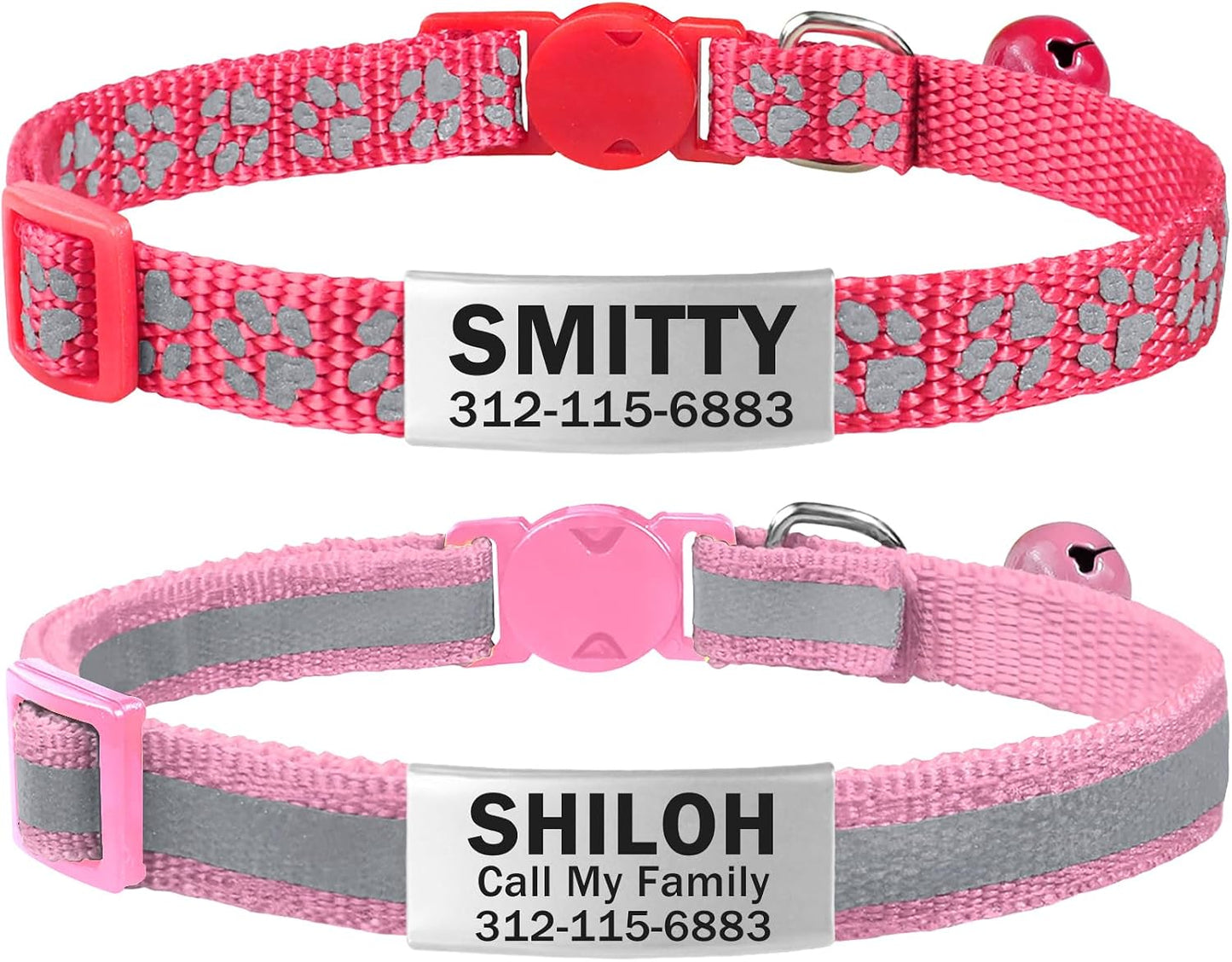 TagME 2 Pack Cat Collar with Name Tag, Personalized Reflective Cat Collar Breakaway with Bell for Boy & Girl Kitten, SkyBlue - Image 14