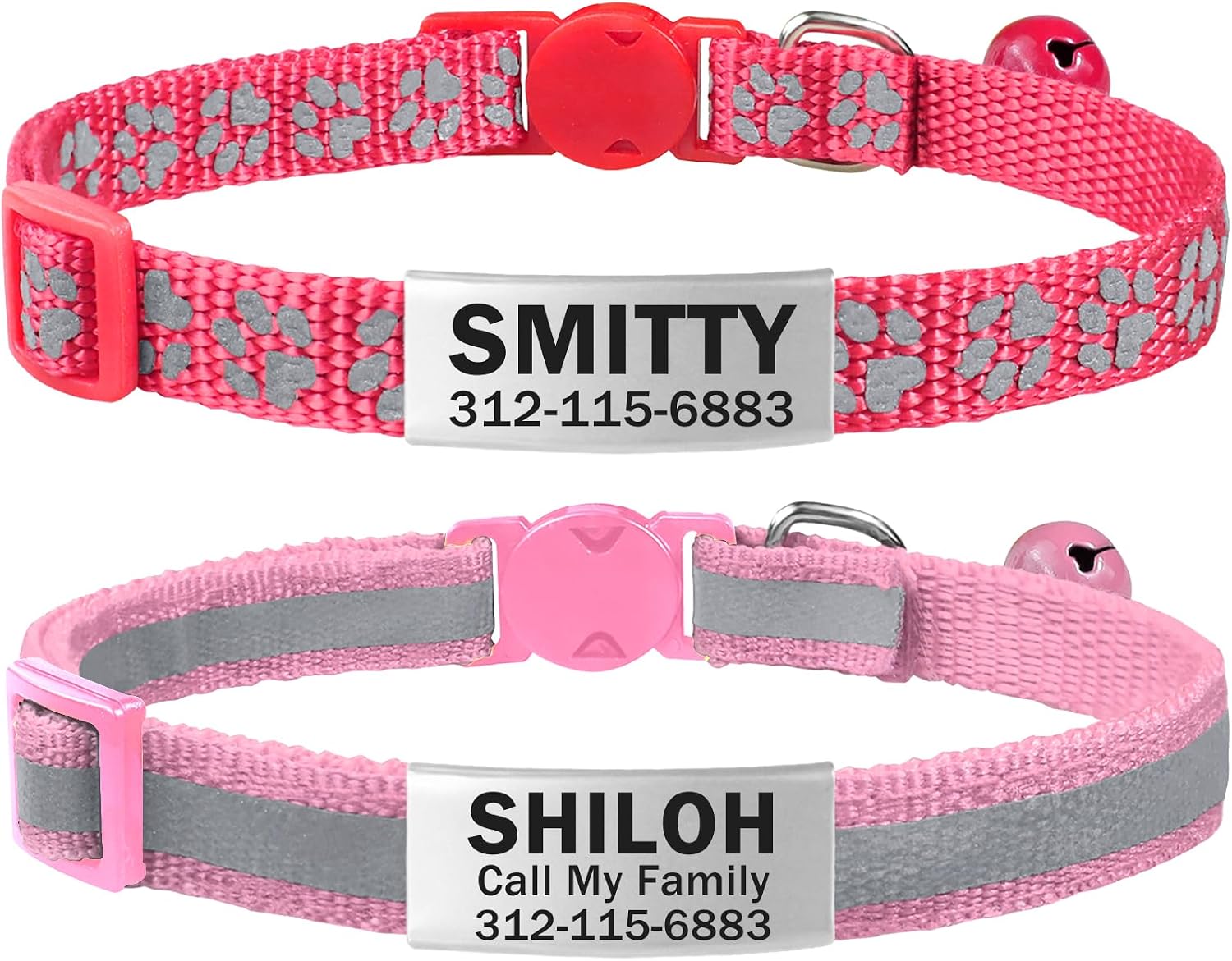 TagME 2 Pack Cat Collar with Name Tag, Personalized Reflective Cat Collar Breakaway with Bell for Boy & Girl Kitten, SkyBlue - Image 14