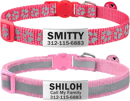TagME 2 Pack Cat Collar with Name Tag, Personalized Reflective Cat Collar Breakaway with Bell for Boy & Girl Kitten, SkyBlue - Image 14