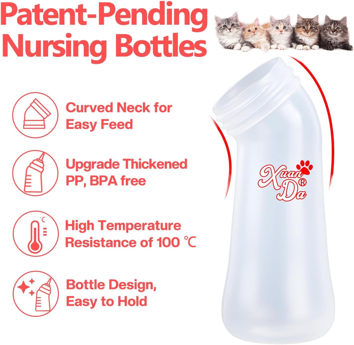 Tear resistant silicone nipples for newborn small wildlife feeding bottle