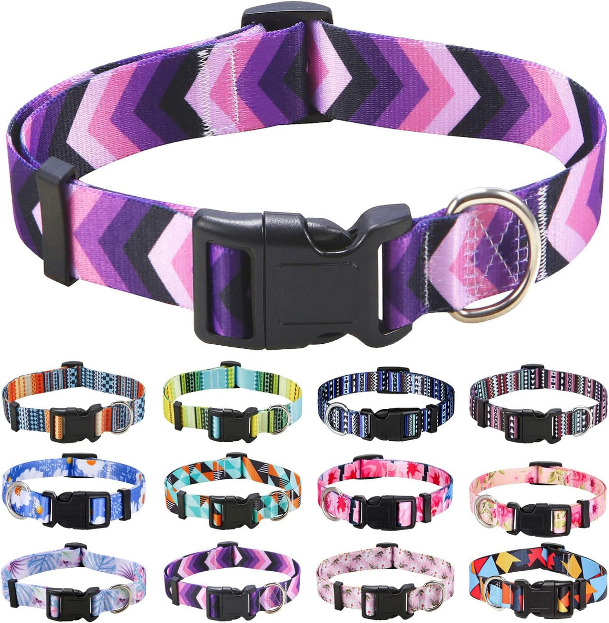 Mihqy dog collar showing floral geometric pattern texture