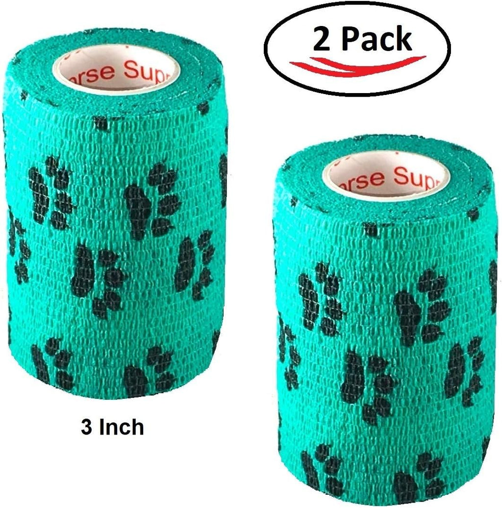 Vet wrap tape applied to a pet leg for support demonstration