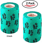 Vet wrap tape applied to a pet leg for support demonstration
