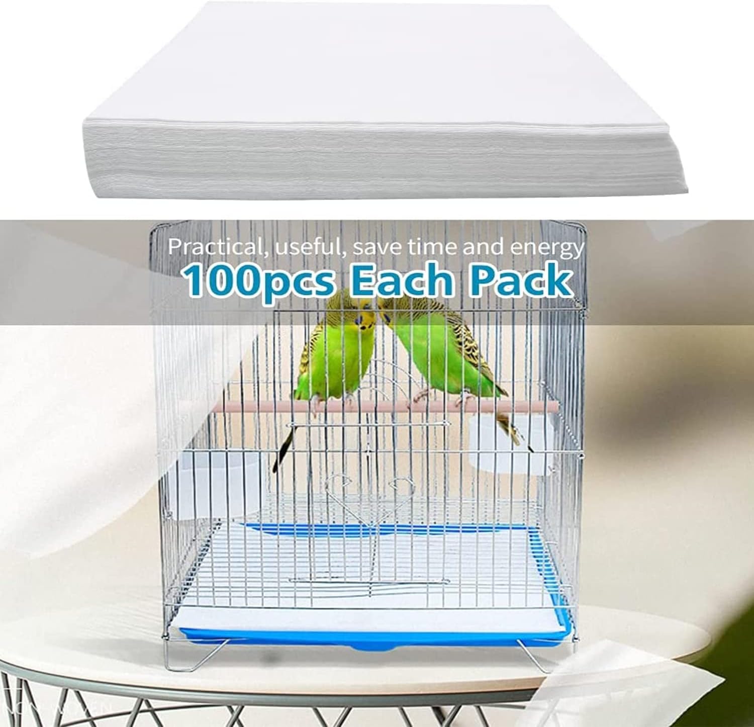 Gigicloud cage liner placed in a parrot cage tray