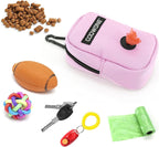 Hands free pet waste bag holder with durable metal carabiner attached to leash