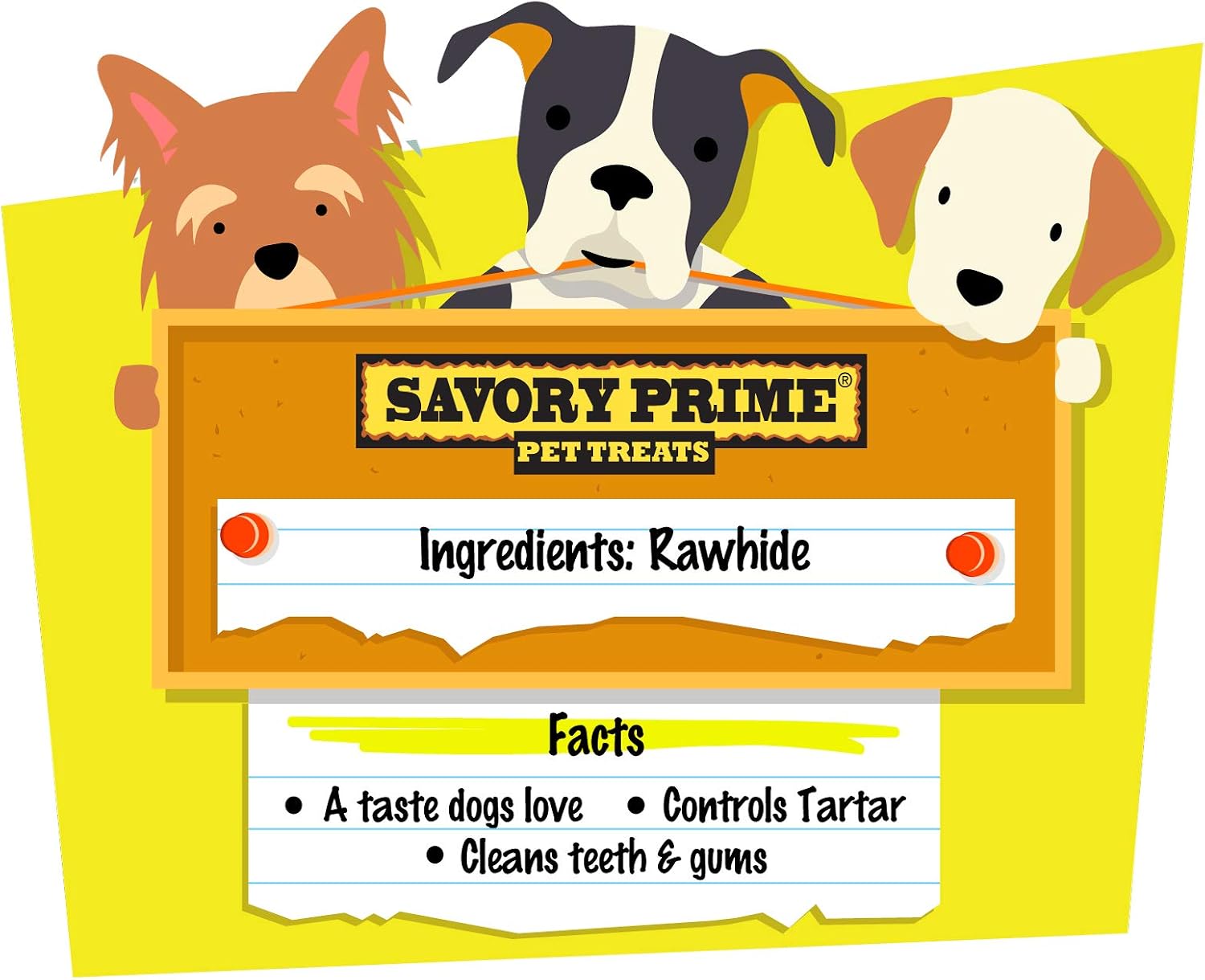 Authentic USA imported Savory Prime mini rawhide dog chews highlighting the texture for plaque control