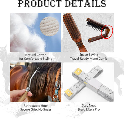 Detailed view of braiding yarn and seam ripper in kit
