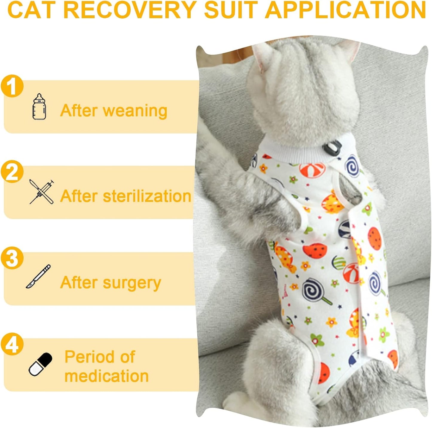 Licking prevention garment for cats after spay surgery