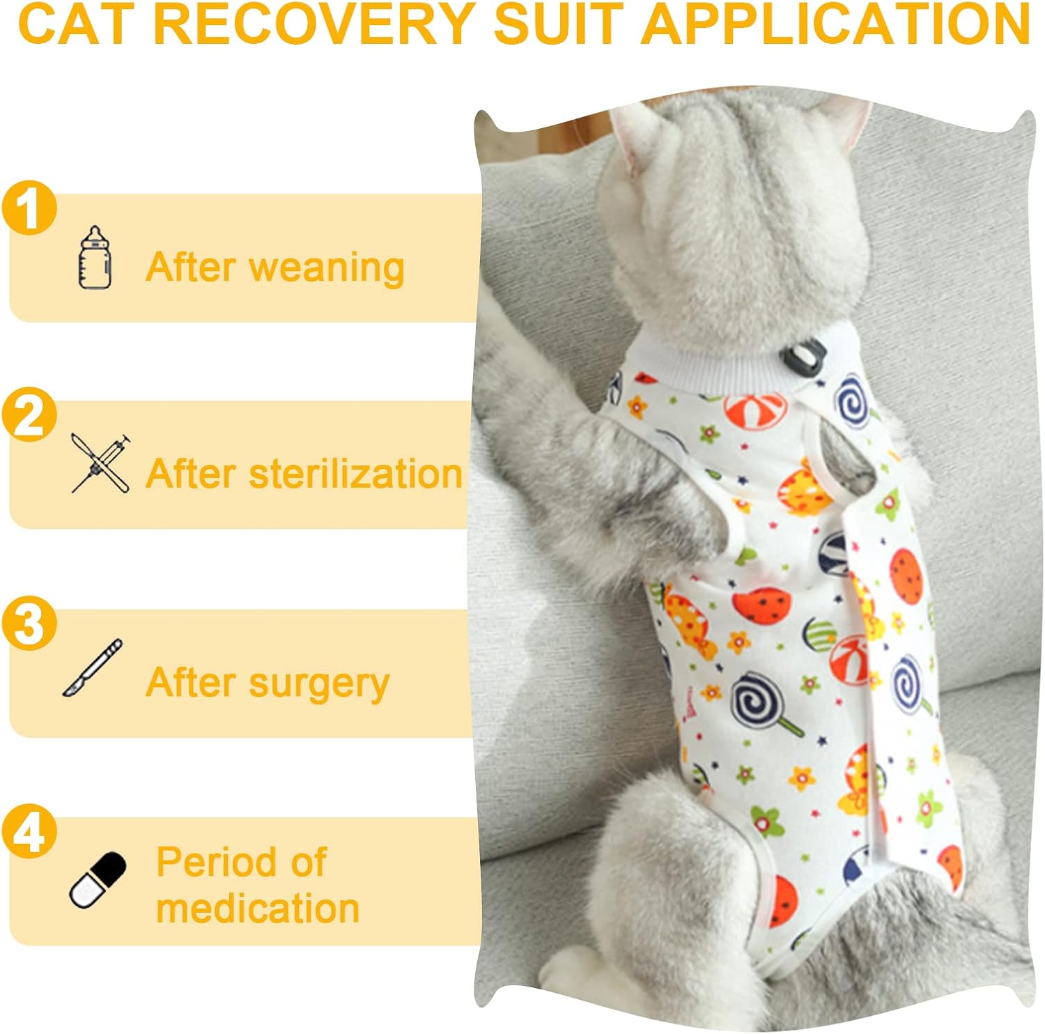 Licking prevention garment for cats after spay surgery