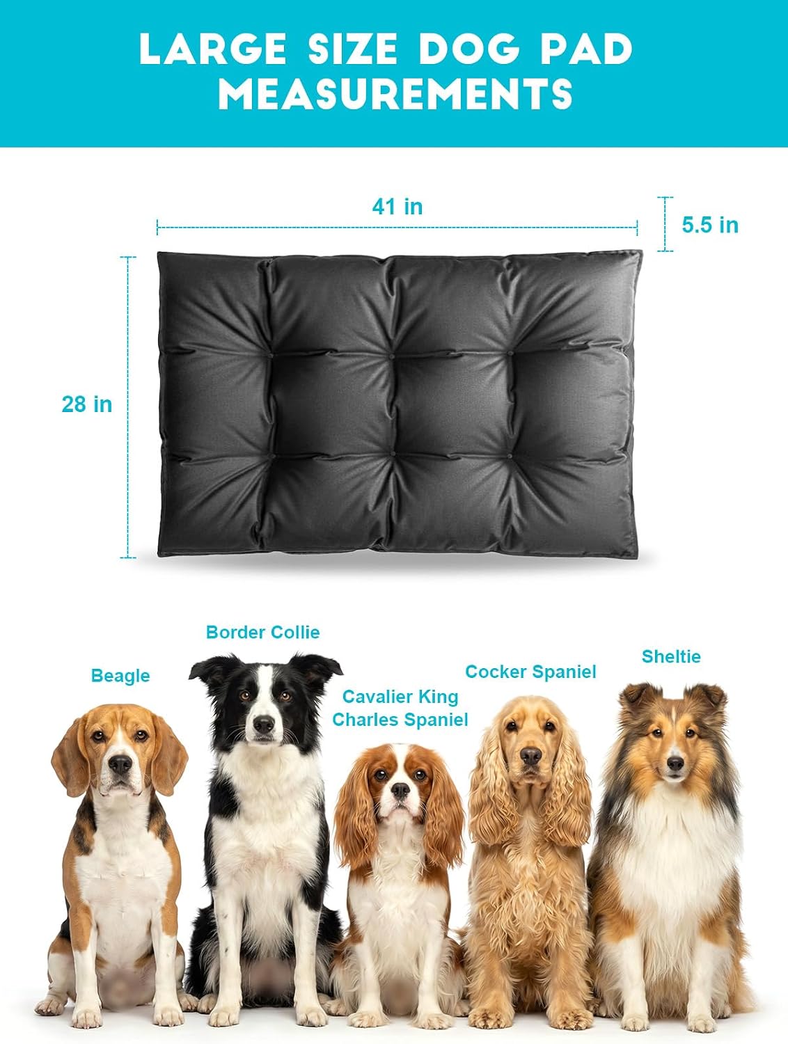 Chew Proof Indestructible Dog Bed for Aggressive Chewers, 28 x 47 in Durable Dog Bed, Reinforced Sides, Tear Resistant 1680D Nylon Oxford, Machine Washable & Waterproof Indoor Outdoor Kennel Bed - Image 9