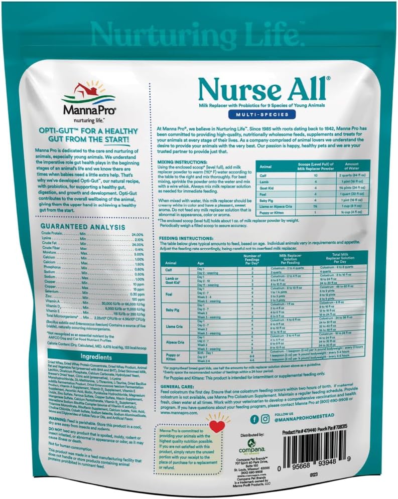 Manna Pro multi-species milk replacer powder bag texture