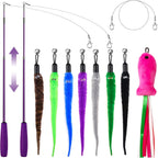 ZeyZoo interactive cat toy set front view with retractable wands and worm refills