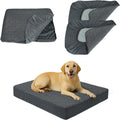 TOPHMDECOR waterproof dog bed cover front view showcasing the gray quilted microfiber surface.
