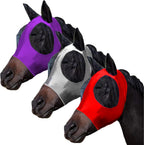 FOXLVDA Horse Fly Mask with Ears Set of 2, Fashionable and Breathable Stretch Fabric with UV & Sun Protection for Average Size Horses (Blue/Red, Large) - Image 11