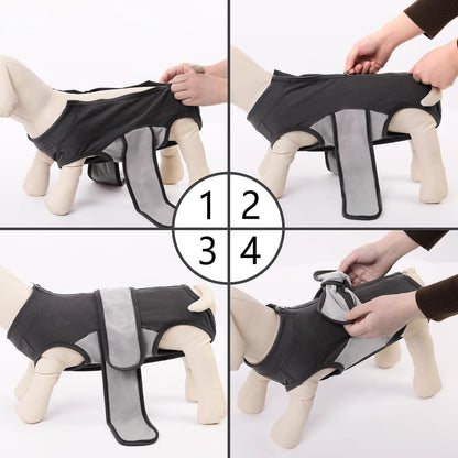 SAWMONG Dog Recovery Suit Male, Cotton Zipper Recovery Suit for Dogs, Dog Onesie for Surgery Female Neuter Bodysuit Prevent Licking Wounds Male, Substitute E-Collar & Cone(Gray, Small) - Image 9