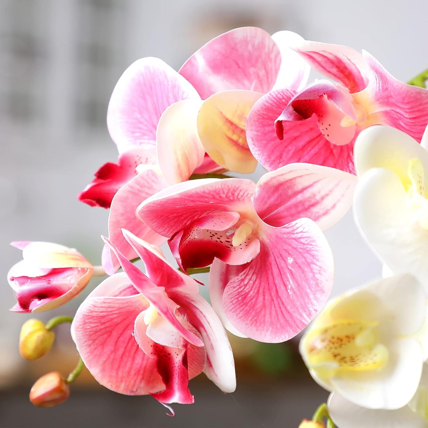 Flexible branches of artificial terrarium phalaenopsis plant