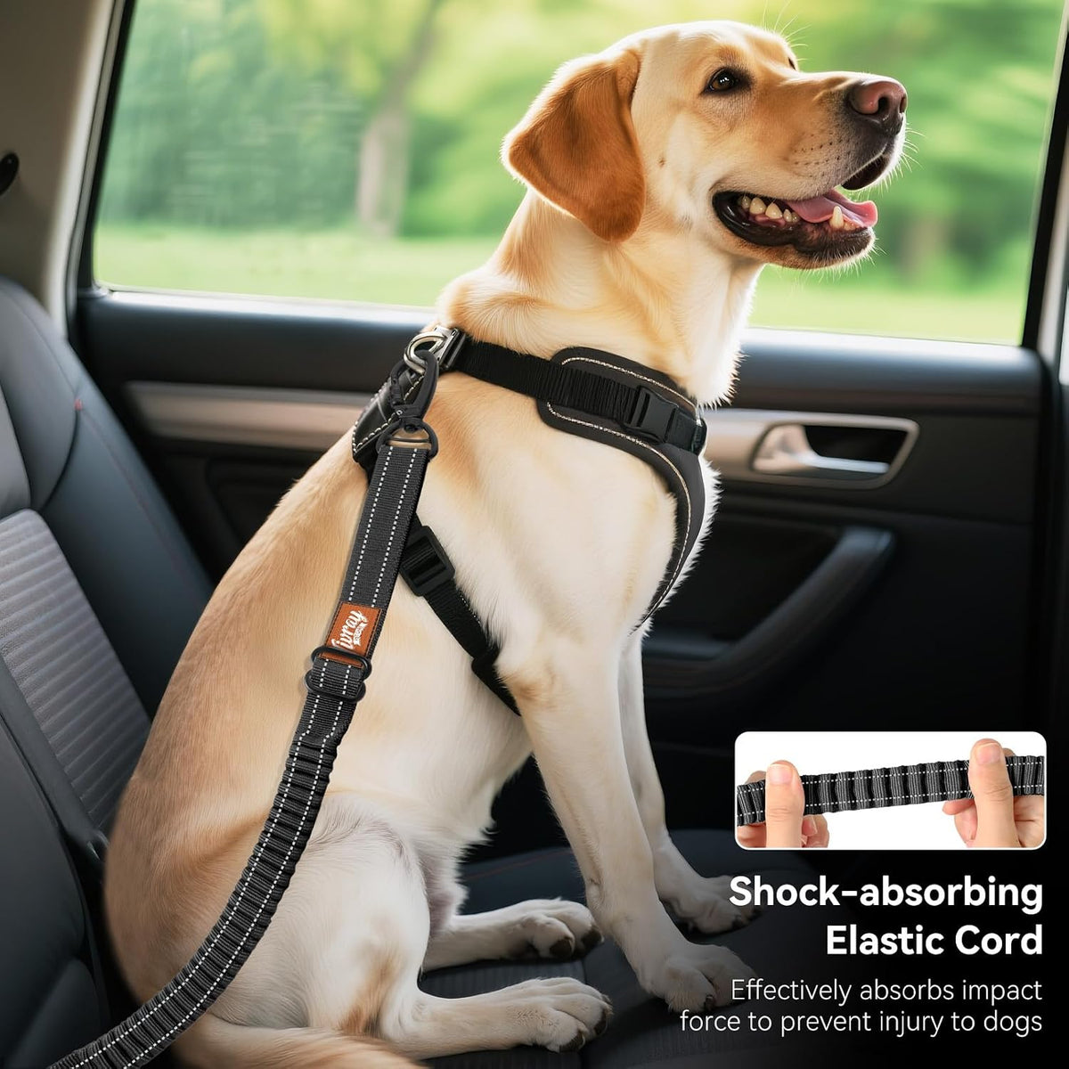 Tivray dog car harness restraint shock absorbing bungee