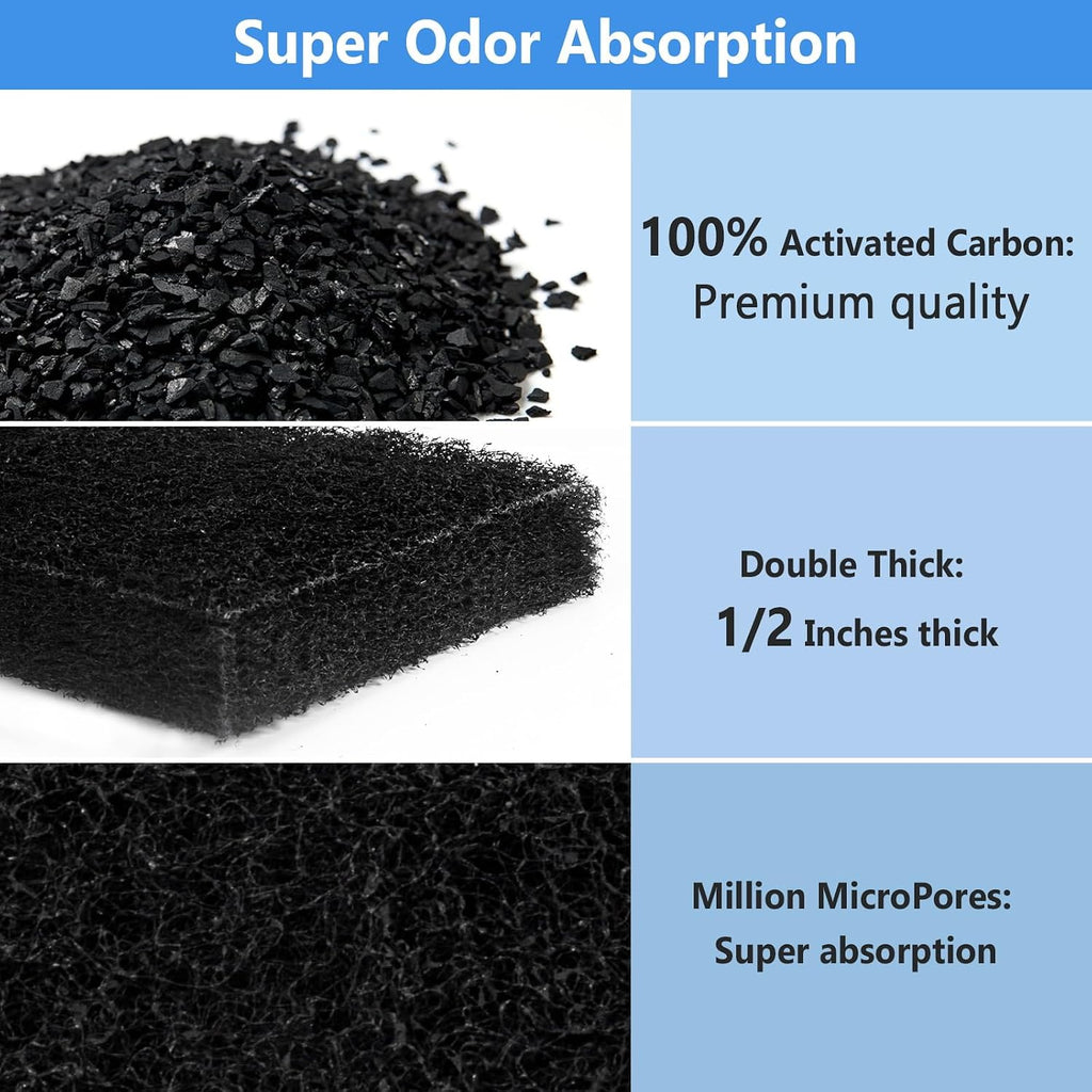 Multi pack of twelve official size compatible replacement charcoal filters for feline waste management systems.