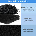Multi pack of twelve official size compatible replacement charcoal filters for feline waste management systems.