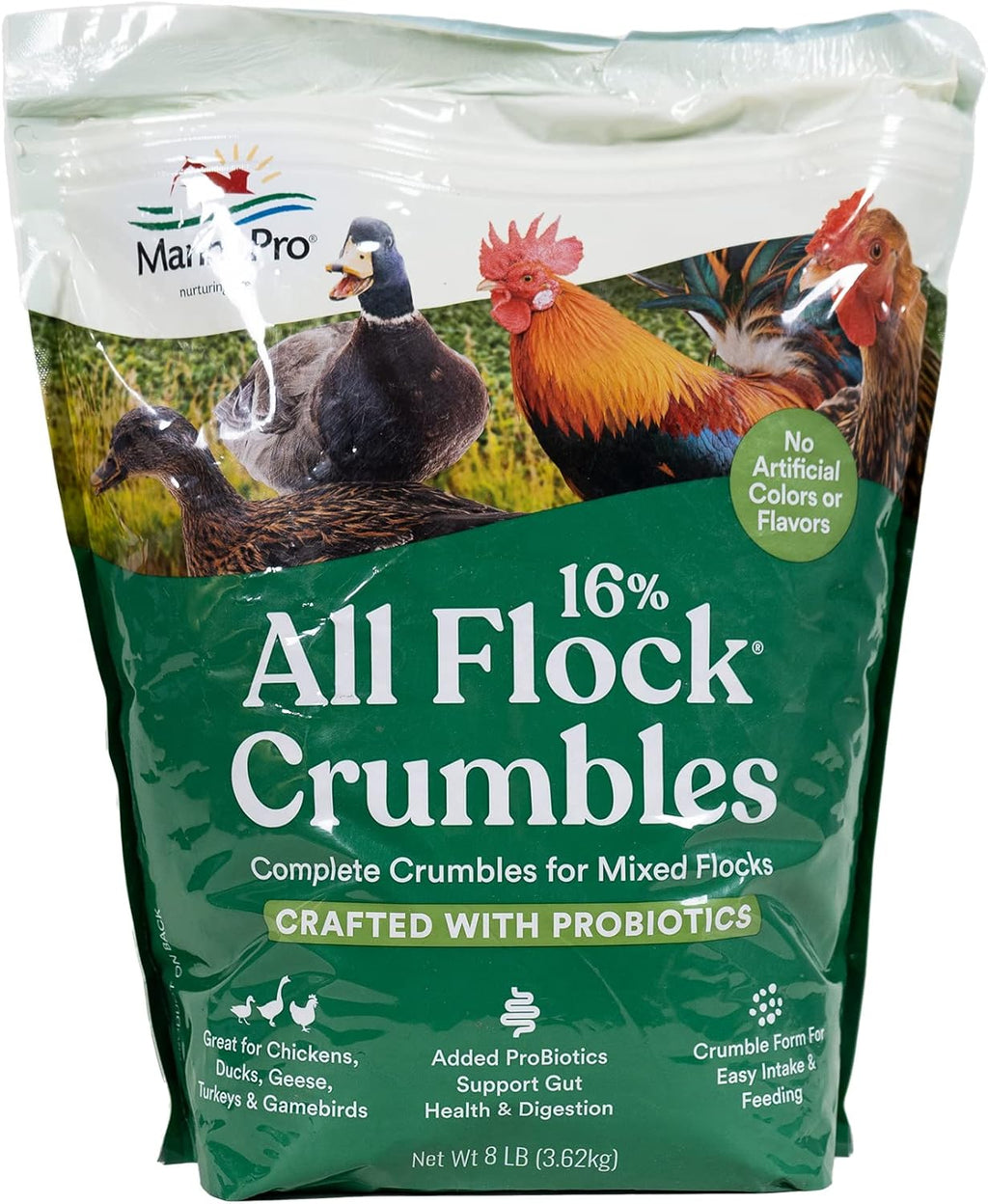 Back of Manna Pro 16 percent protein feed bag