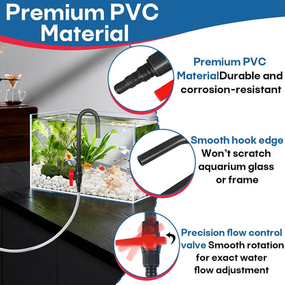 Dongker automatic fish tank water filler showing compatibility with multiple hose sizes.