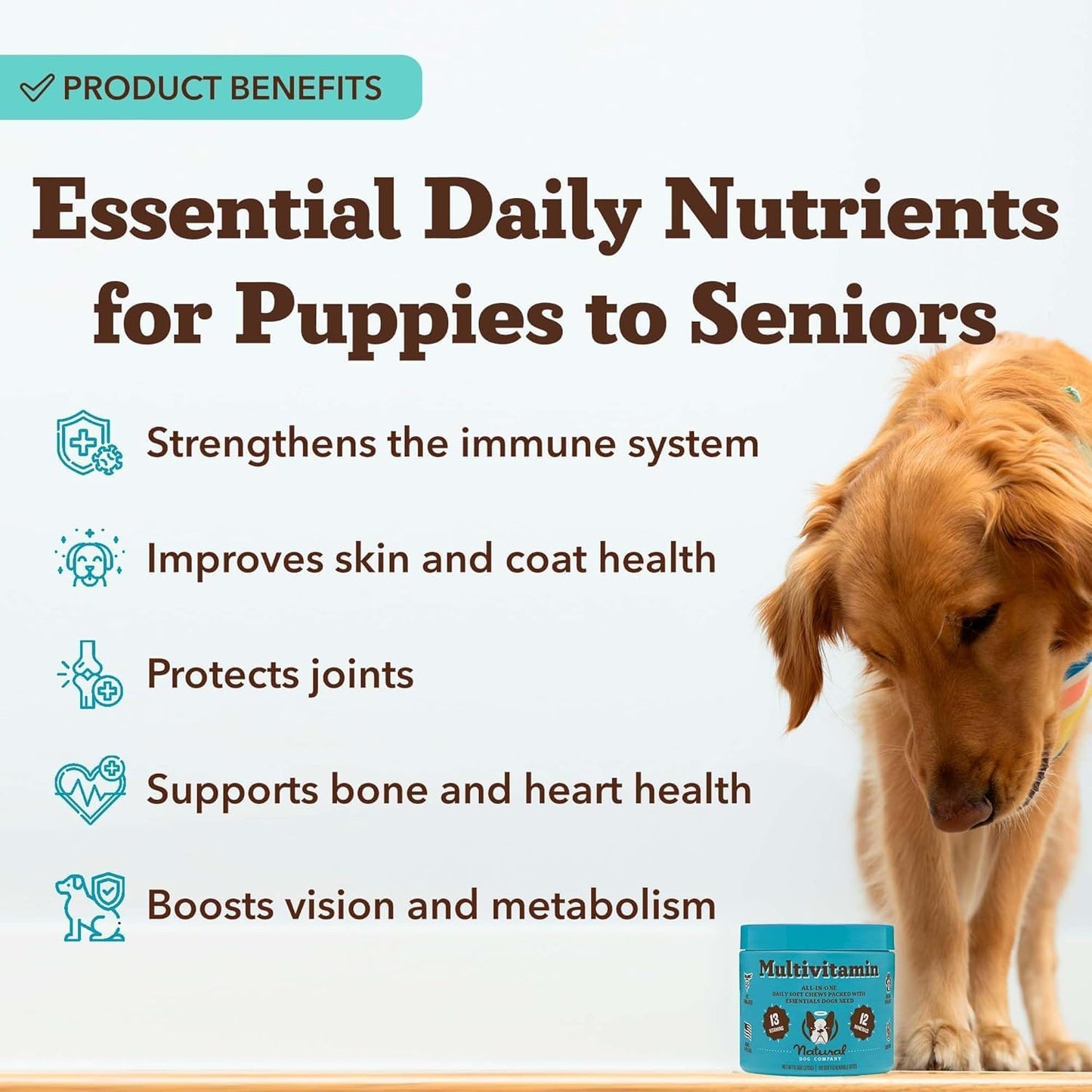 Natural Dog Company 25-in-1 Multivitamin for Dogs - Vet-Formulated Soft Chews for Puppies, Adults & Seniors, Supports Joints, Skin, Coat, Immune & Heart Health, NASC Certified, 90 Count - Image 9
