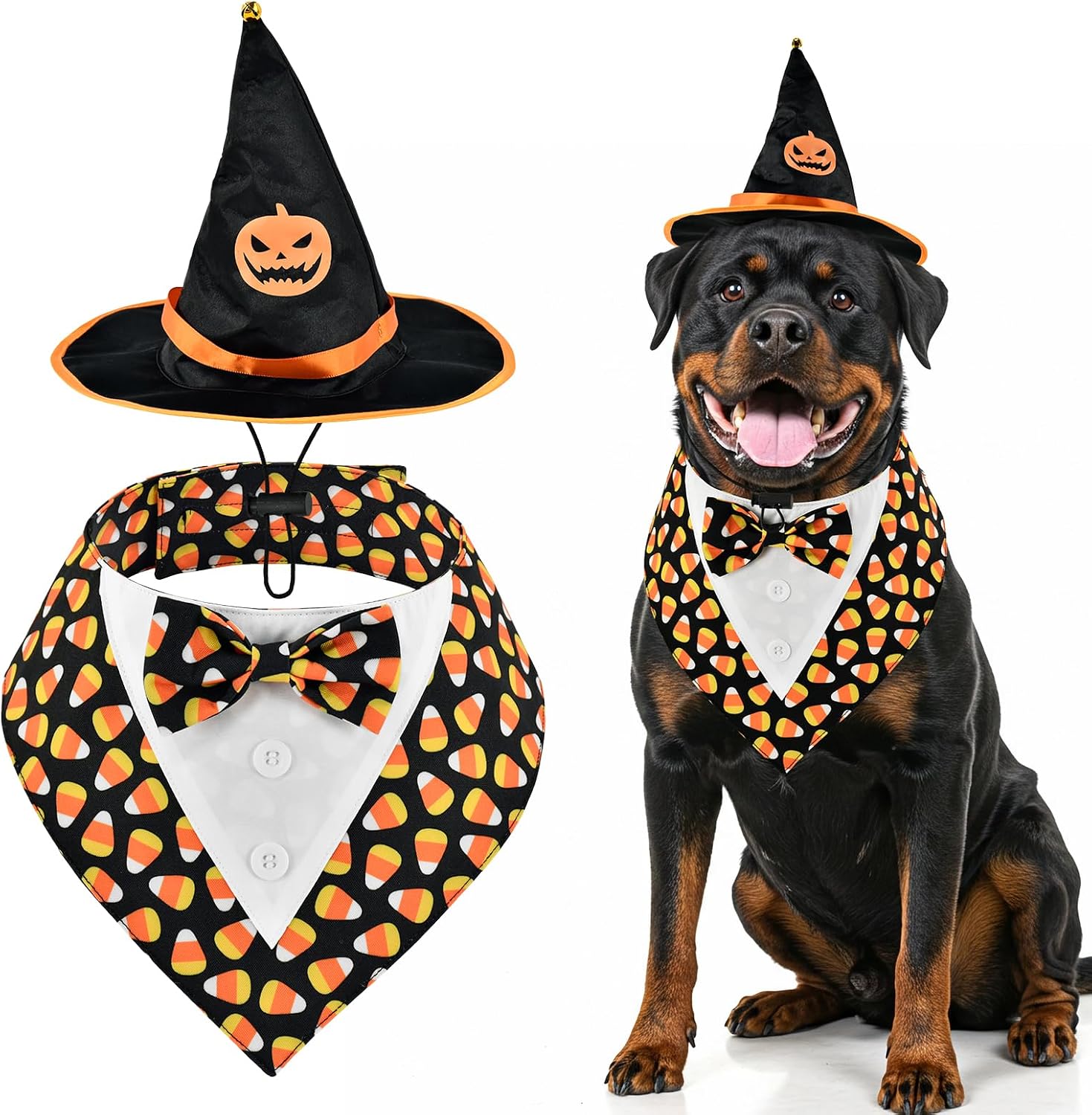 Independence Day Dog Tuxedo with Blue Bowtie Pet Uncle Sam Hat 4th of July Dog Costume Patriotic Themed Outfits for Cats Puppies Dogs L - Image 14