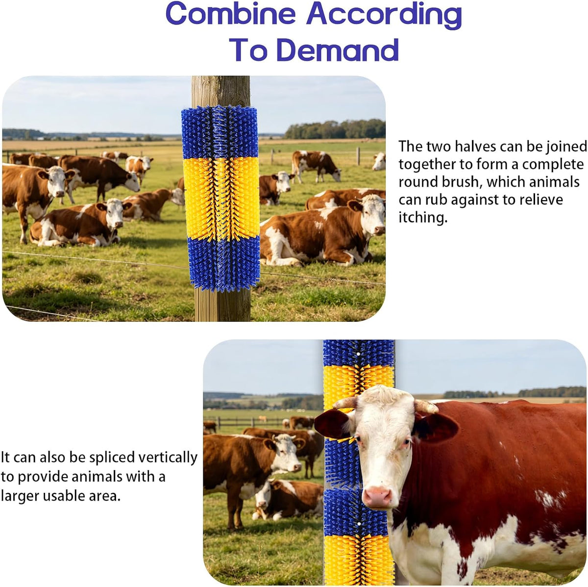Goat scratcher pad being installed on a round wooden fence post
