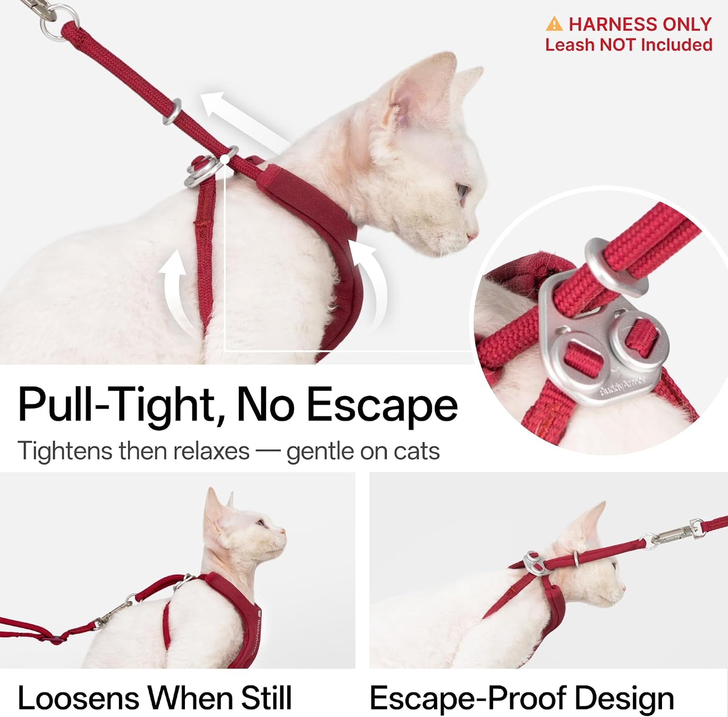 BuddyArmor anti choke cat rope harness side view profile