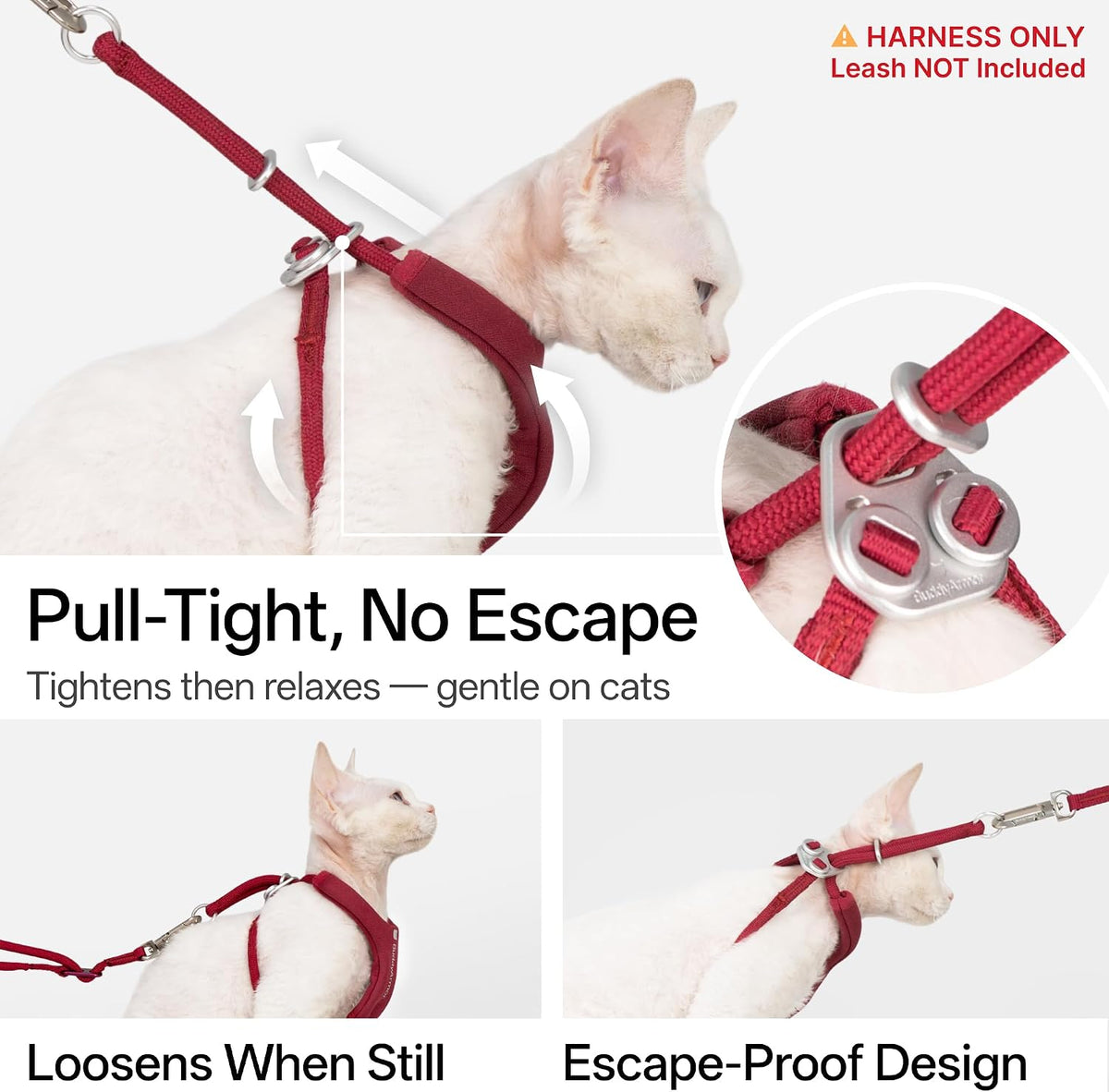 BuddyArmor anti choke cat rope harness side view profile