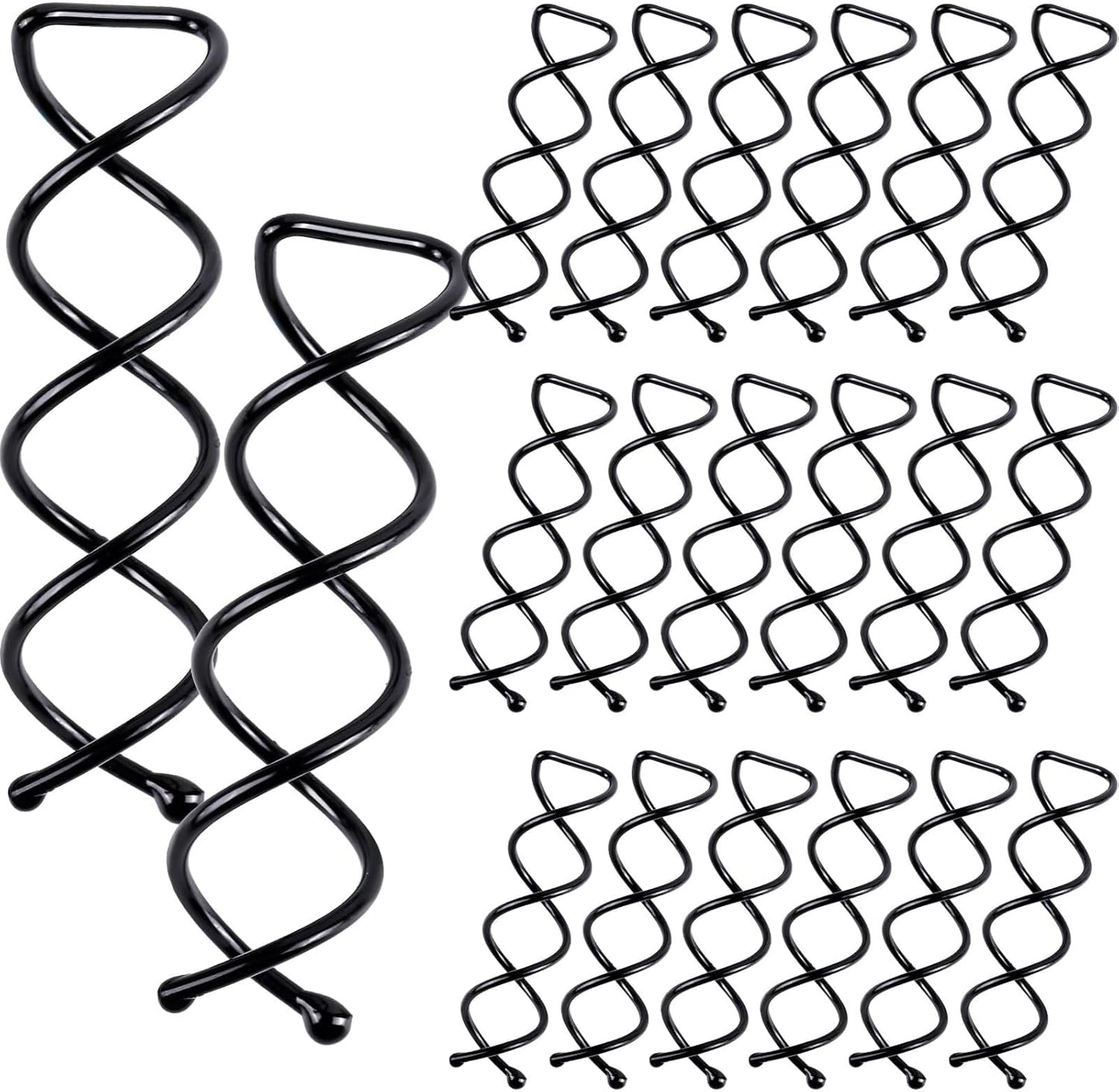 Fandamei spiral hair pins front view showing twenty black spin pins.