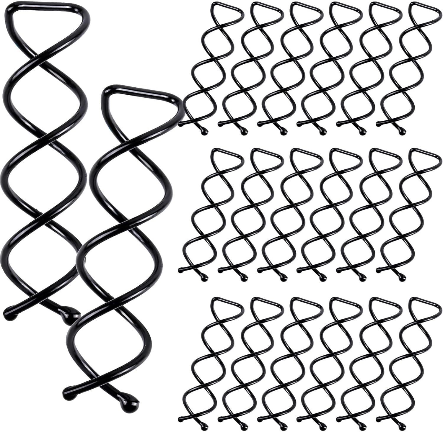 Fandamei spiral hair pins front view showing twenty black spin pins.