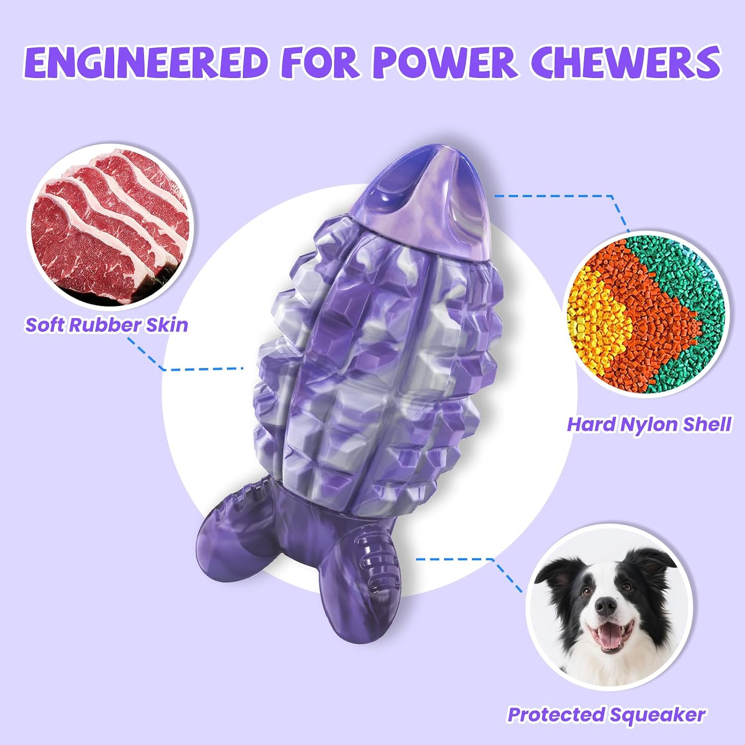 Purple Yineya durable nylon chew toy for dogs
