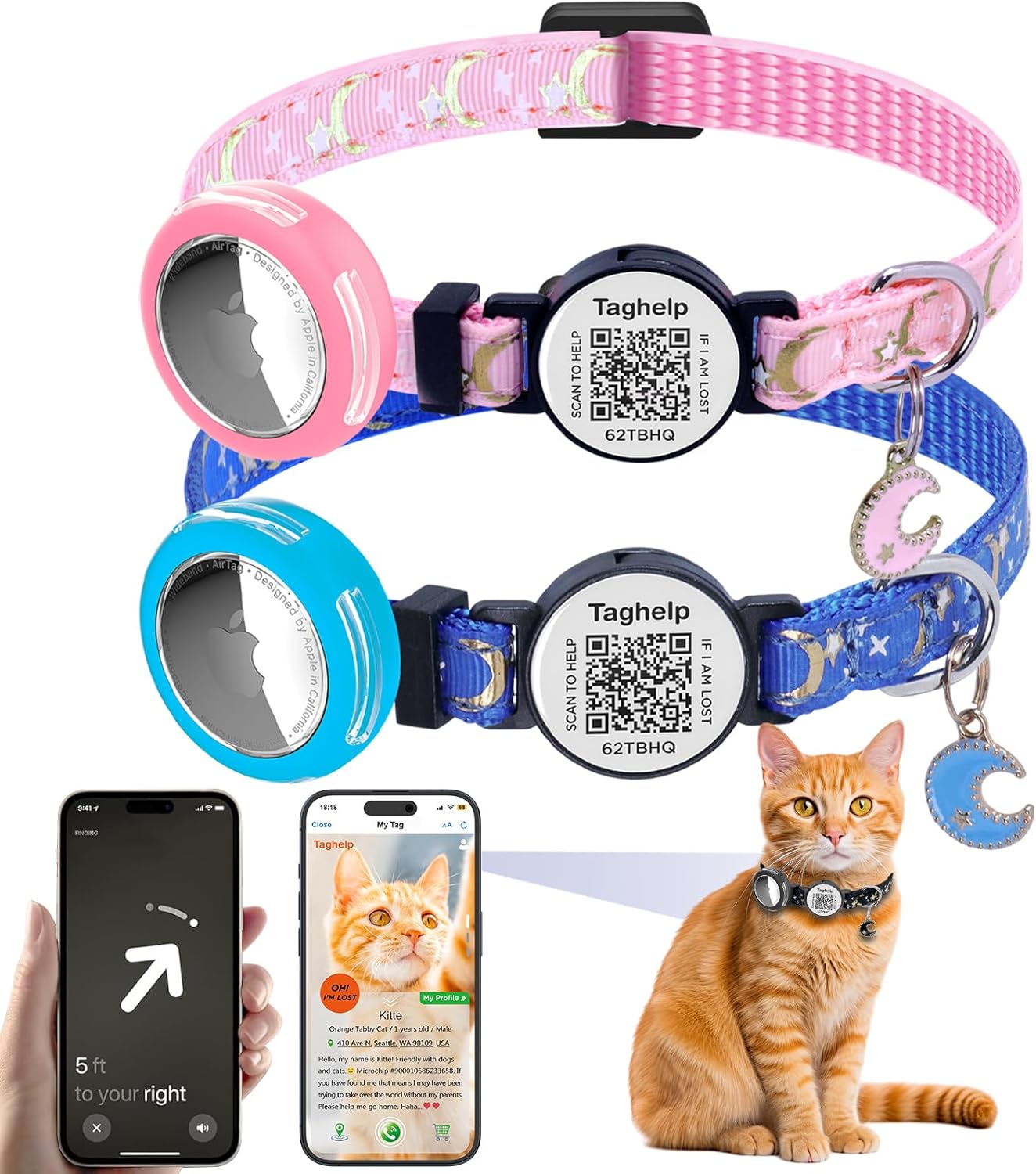 2 Pack Solid & Safe Safety Kitten Collars with Smart QR Code ID Tag for Girl Boy for Cats, Pet Collar, Breakaway Cat Collar,Silent, Lightweight,Durable QR Code Pet ID Tags (Blue) - Image 13