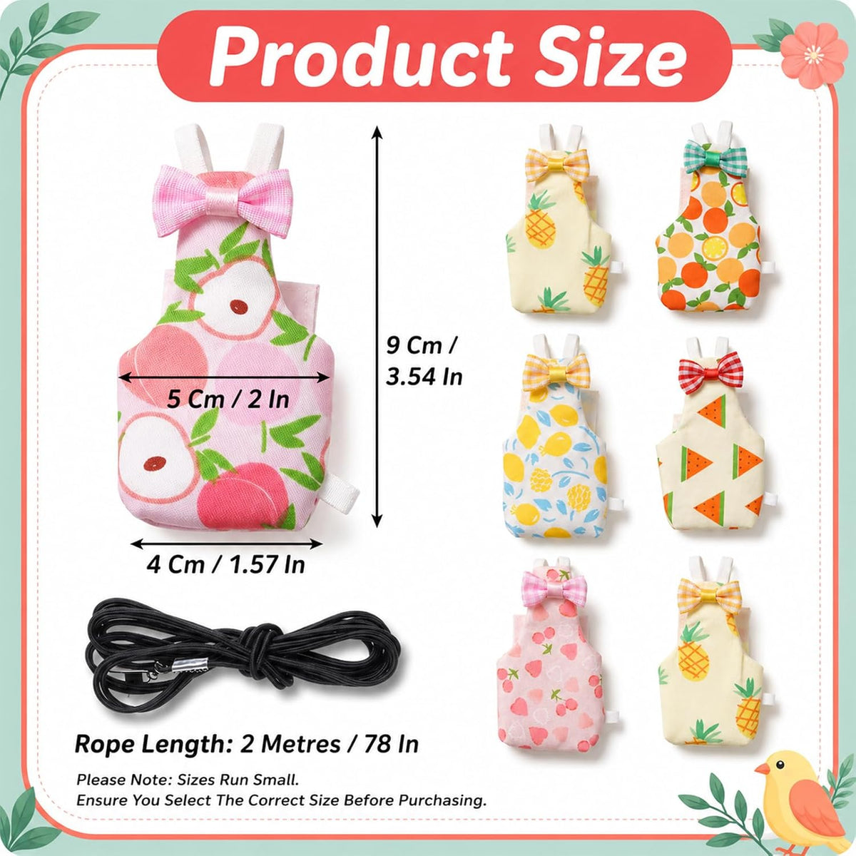 6 Pcs Bird Diaper, Reusable Chicken Diapers, Parrot Diaper Flight Suit with Waterproof Inner - Cute Pet Bird Diapers for Cockatiel Budgie Canary Lovebird - Image 2