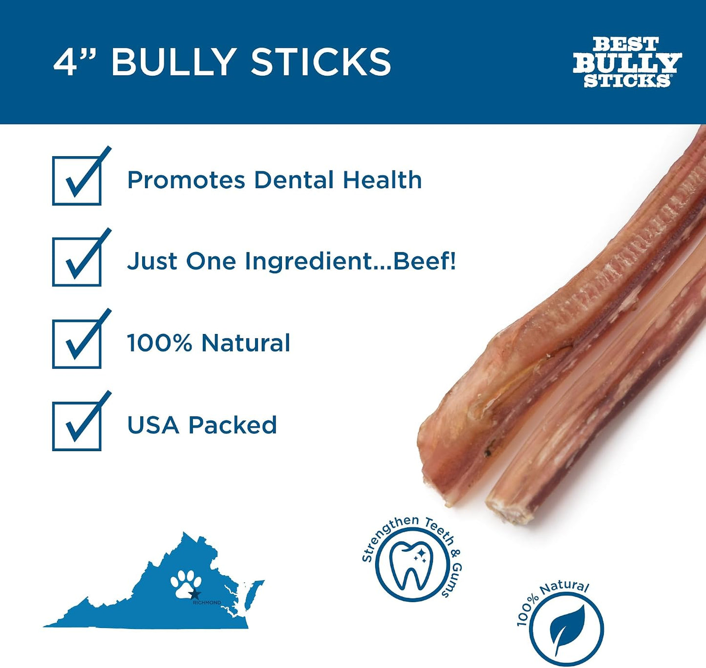 Natural grass fed beef chew sticks for small breed dogs
