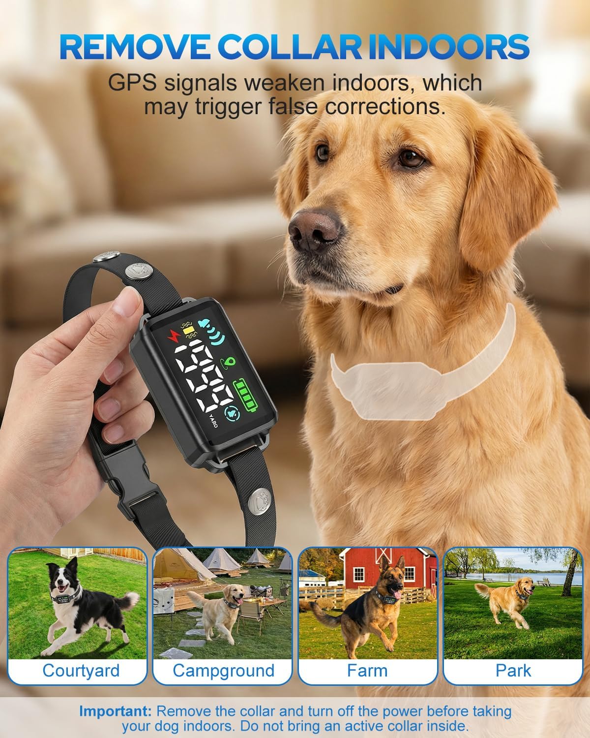 GPS Wireless Dog Fence, 48H Battery Electric Fence for Dogs, GNSS Dog Collar, IPX7 Waterproof Invisible Fence for Dogs Over 15 lbs, Adjustable 33-1999 Yards, 3 Training Modes for Outdoor - Image 9