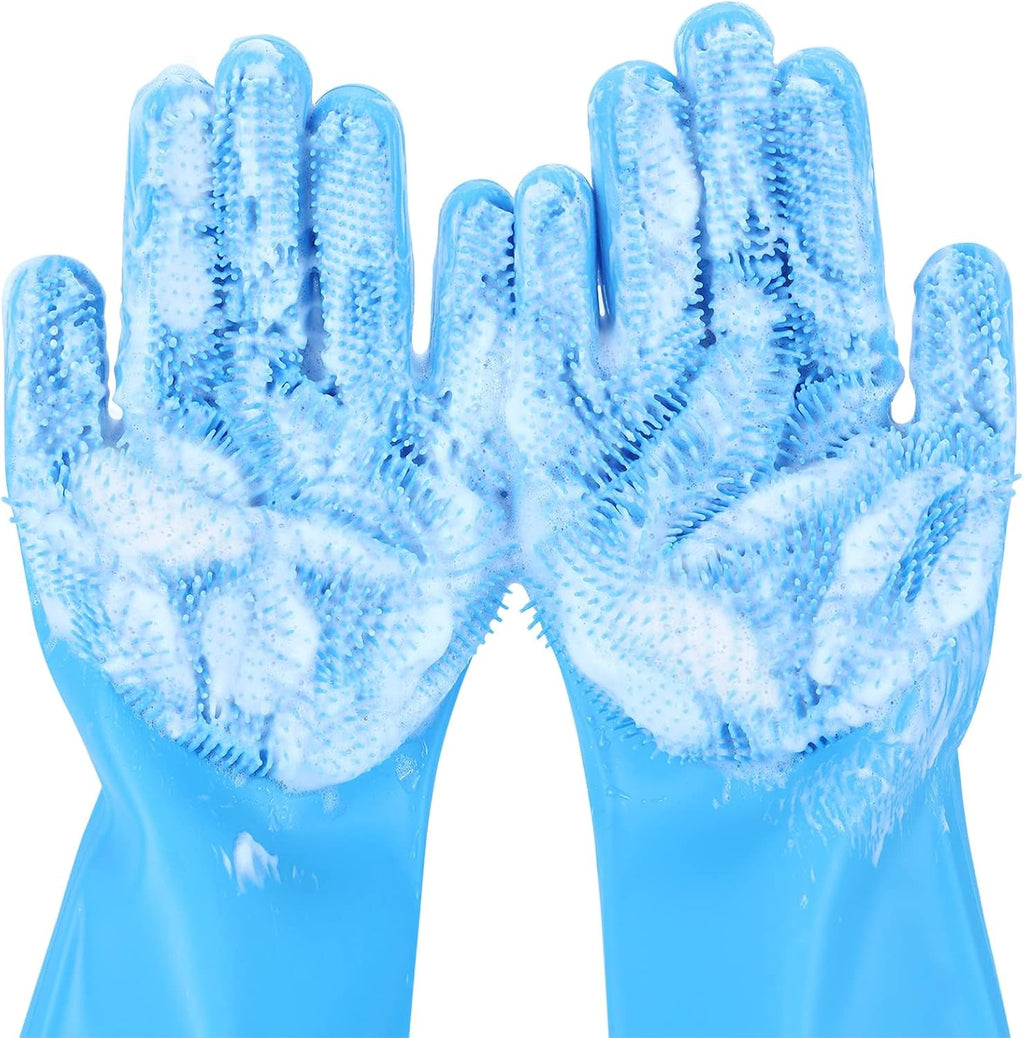 Pecute silicone pet grooming gloves front view for dog washing