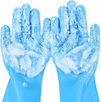 Pecute silicone pet grooming gloves front view for dog washing