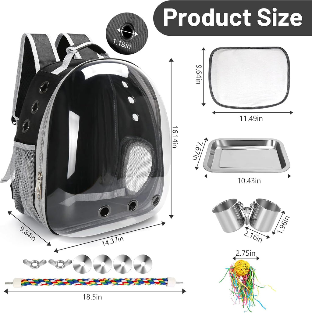 SSAWcasa bird travel cage side view showing ventilation holes and mesh pocket